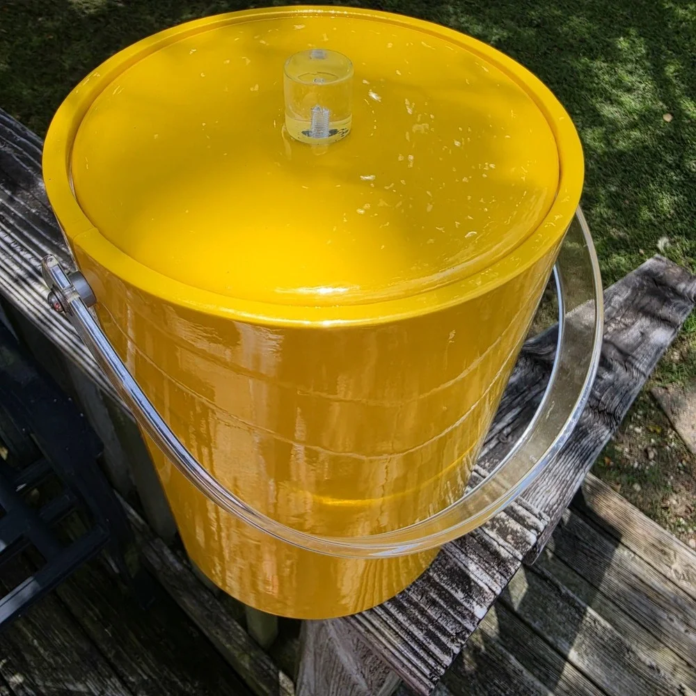 Vintage Specialties Unlimited Yellow Ice Bucket Lucite Handle MCM Mod Barware